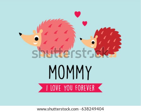 cute hedgehog mother day greeting card vector