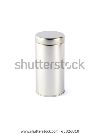 Metal tin on white background.