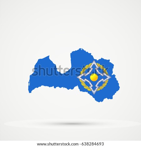 Latvia map in Collective Security Treaty Organization (CSTO), flag colors, editable vector.
