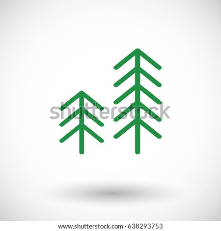 Pine tree icon, outline design with round shadow, vector illustration