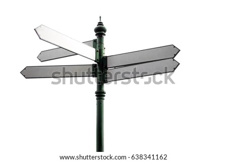 Tourist post sign isolated in white background in Bangkok Thailand