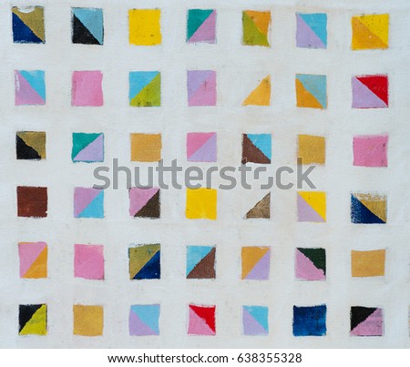 Color triangle seamless pattern in square with grunge effect ,color geometry painting on canvas