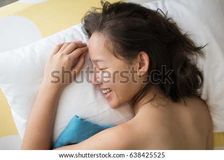 Women Sleeping with Happy Face