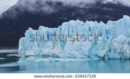 The Perito Moreno Glacier located in the Los Glaciares National Park in southwest Santa Cruz Province, Argentina. It is one of the most important tourist attractions in the Argentinian Patagonia.