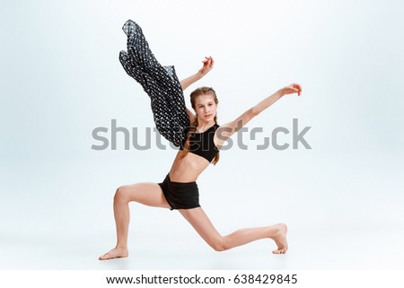 Young girl break dancing