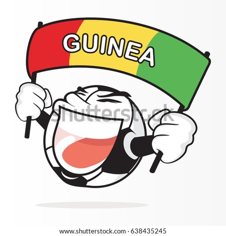 Cute Soccer Ball And Guinea Flag Vector