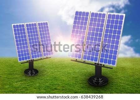 Digital composite of 3d solar panel against graphic background