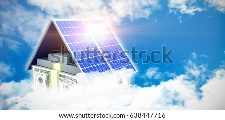 Digital composite of 3d solar panel against graphic background