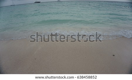 On the beach with clear sea water , LIPE Island in thailand 