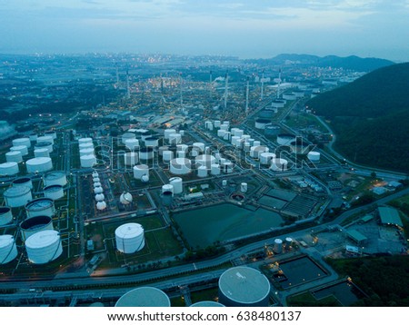 aerial shot of refinery plant