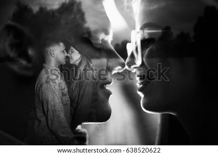 Interesting picture of young couple at night