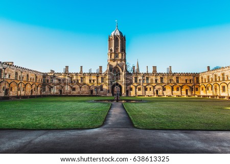 Tom Tower of Christ Church, Oxford University, Oxford UK Royalty-Free Stock Photo #638613325