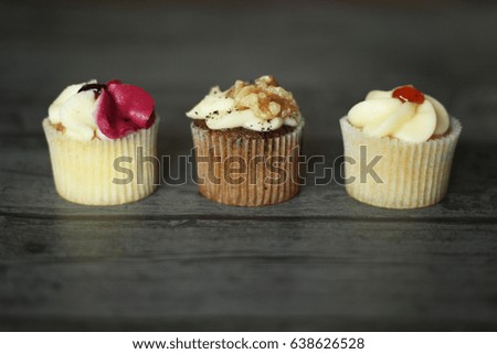 mini cupcakes in a row