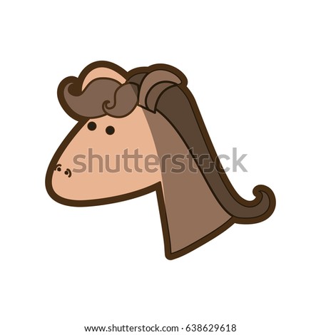 brown clear silhouette of face side view of female horse with mane vector illustration
