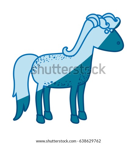 blue silhouette of cartoon female horse with mane and tail vector illustration