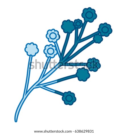 blue silhouette of branch with small flowers vector illustration