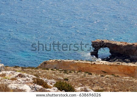 View of maltese coast from the Mnajdra temple complex,Malta.