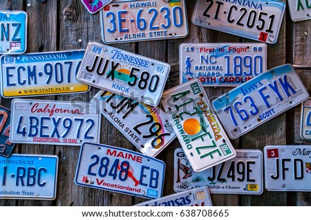 Discontinued License Plates from Around the Country on Display Royalty-Free Stock Photo #638708665
