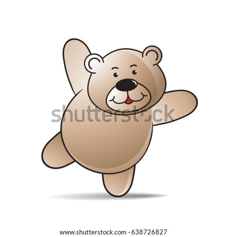 happy cartoon bear single leg balance in color-vector drawing