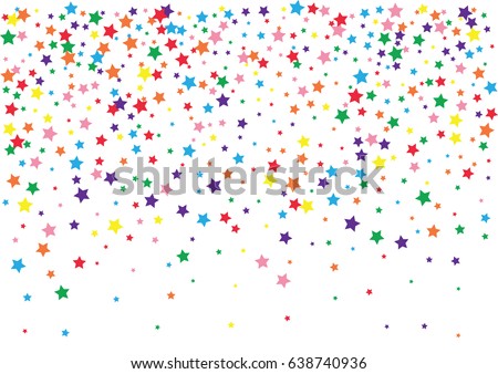 Festive colorful star confetti background. Rectangle vector texture for holidays, postcards, posters, websites, carnivals, birthday and children's parties. Cover mock-up Royalty-Free Stock Photo #638740936