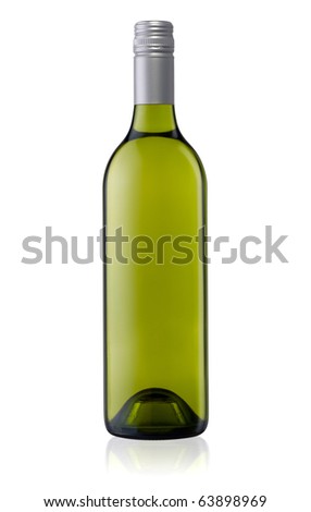 Isolated white wine bottle with a clipping path Royalty-Free Stock Photo #63898969