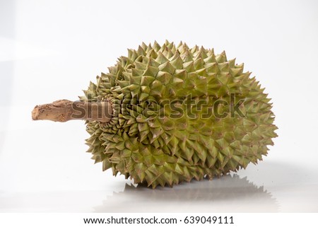 Durian on white background,a close-up 