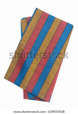 striped fabric textile isolated on white background.