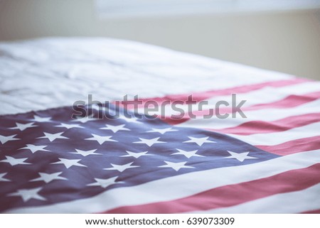 crumpled of United state of America flag; vintage color effected