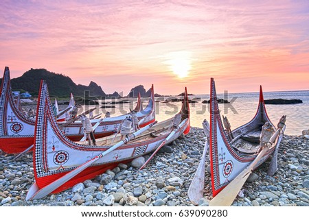 tatala,canoe,yami,sunrise,Lanyu,Taitung,Taiwan Royalty-Free Stock Photo #639090280