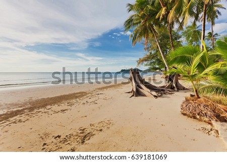 Beautiful tropical beach with  sea view, clean water & blue sky. Nature background