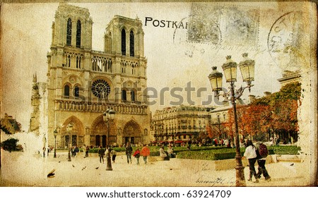 vintage Parisian cards series -notredame cathedral