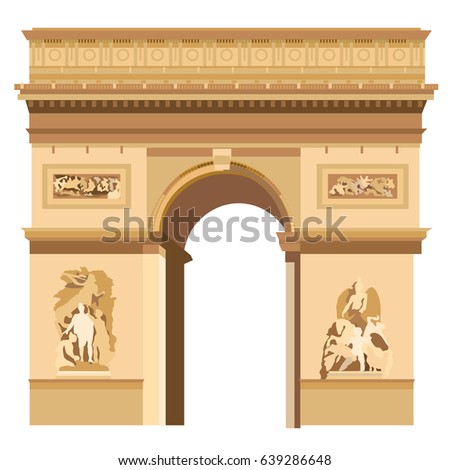 Colorful Triumphal Arch in Paris vector Illustration on white background Royalty-Free Stock Photo #639286648