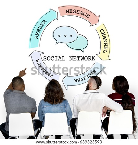 Network connection graphic overlay banner on wall