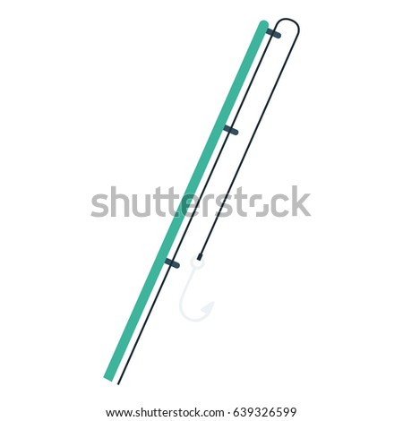 Flat illustration of a green fisihing rod