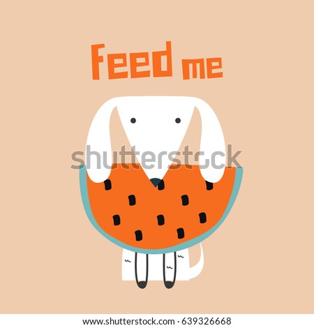 Awesome Retro Cute Dog Design for t-shirt, mug, bag lunchbox, wallpaper, wrapper, poster and banner flat design for kids. vector illustration
