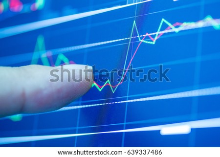 Stock exchange market graph analysis. Concept : stock market, finance, ecomony, banking.