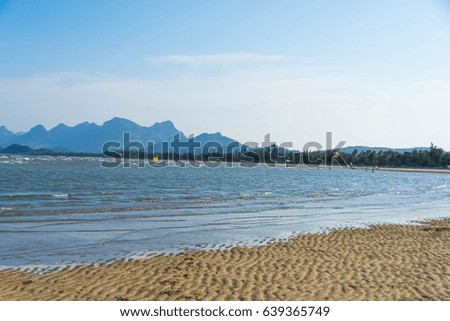 beautiful sea beach with blue sky at sunny day. soft focus