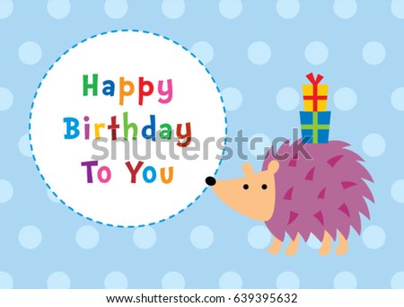 cute hedgehog happy birthday greeting card vector