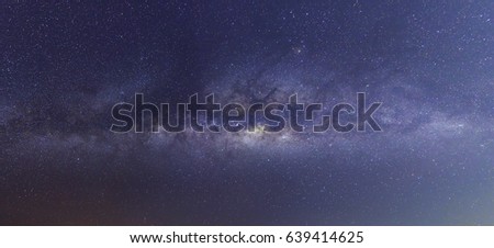 Blurred of beautiful milky way galaxy with stars and space dust in the universe, Long exposure photograph, with grain, in Thailand