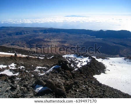 View of the top of Volcano TeideTeide National Park in TenerifeVolcanic landscape