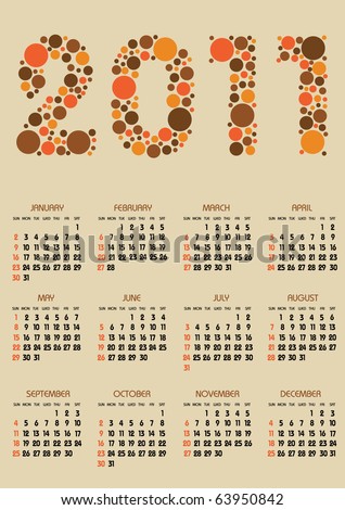 vertical calendar 2011 year with retro dots theme