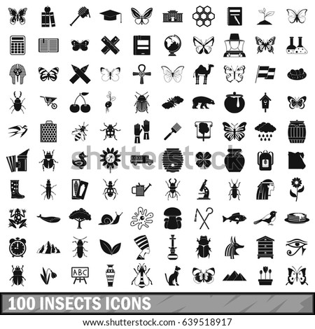 100 insects icons set in simple style for any design  illustration