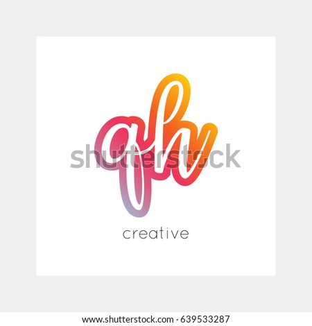 QH logo, vector. Useful as branding, app icon, alphabet combination, clip-art.
