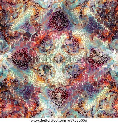 Seamless background pattern. Decorative geometric mosaic pattern on blur background.