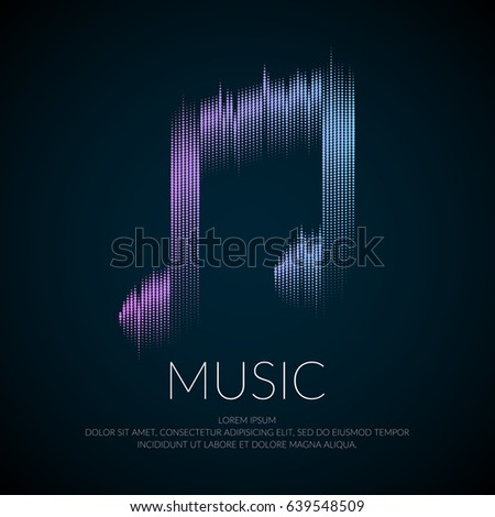 Modern logo or emblem music note in the form of equalizer. Vector sign for online radio or music events