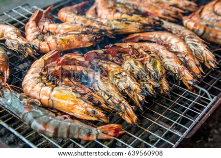 grilled prawns,Grilled tiger shrimp