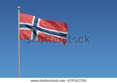Norway Flag of in front of a clear blue sky