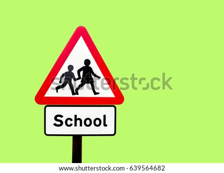Give Way Sigh For Students Isolated On Green Background