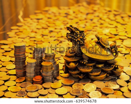 Saving money concept with Dragon turtle symbol of money