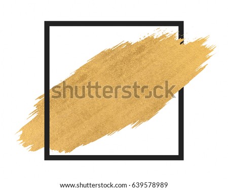 Gold paint in black square brush strokes for the background
